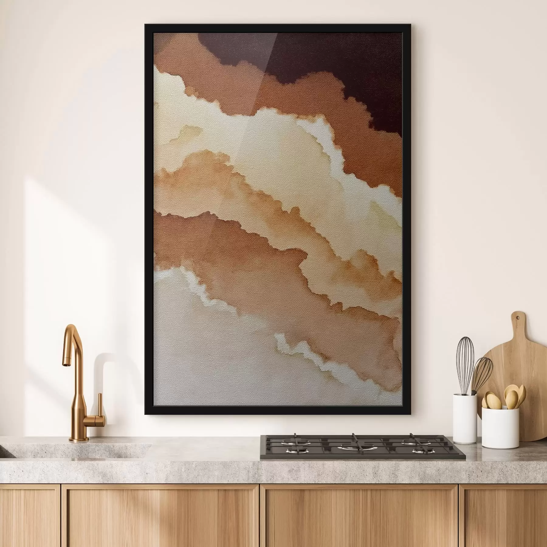 Fotobehang abstracte gelaagde aquarelcompositie f48071