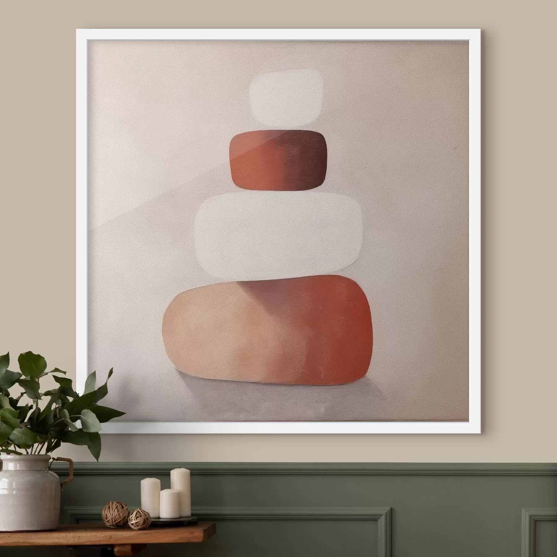 Fotobehang minimalistische abstracte compositie van gestapelde vormen f48075