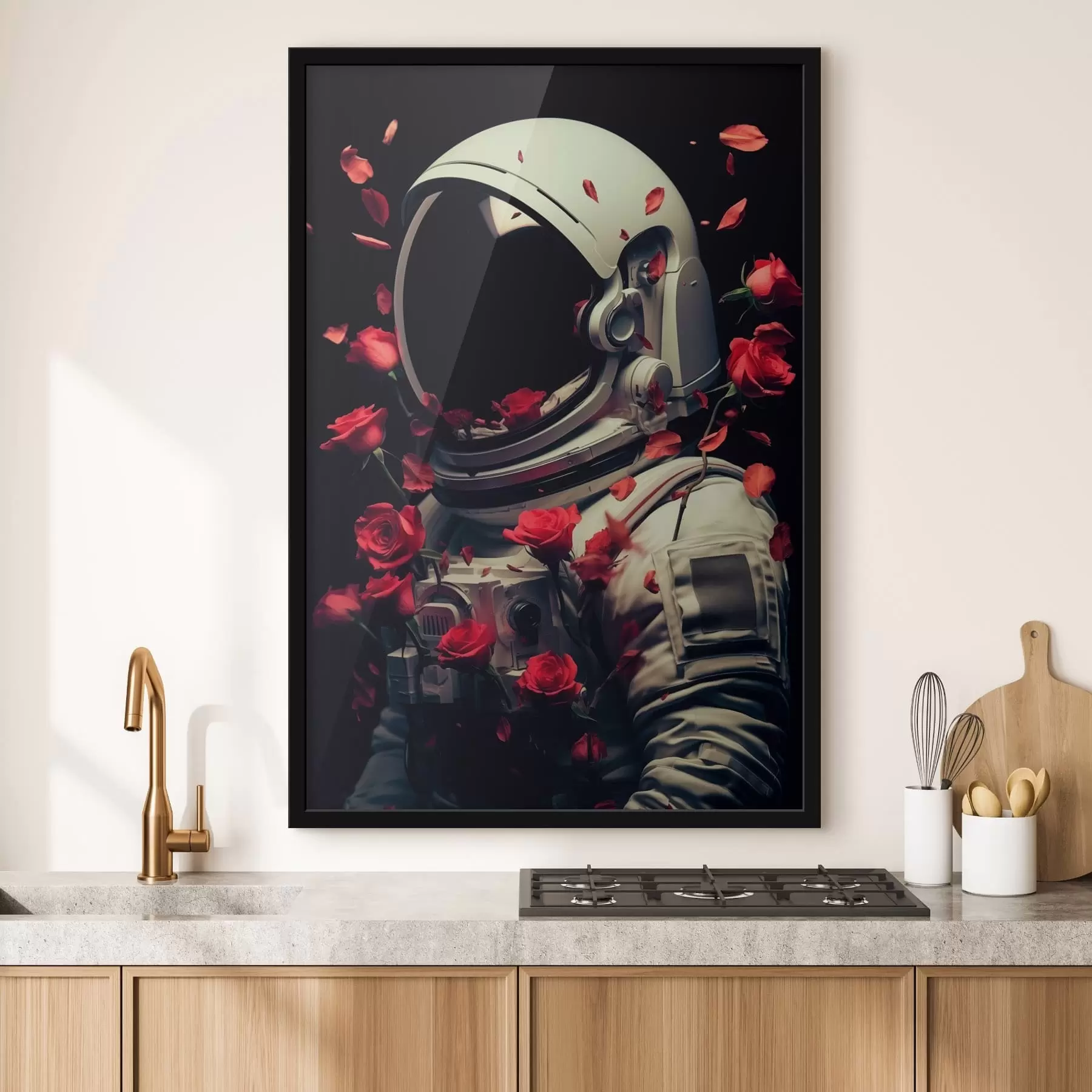 Fotobehang surrealistisch portret van astronaut in wit ruimtepak f48113