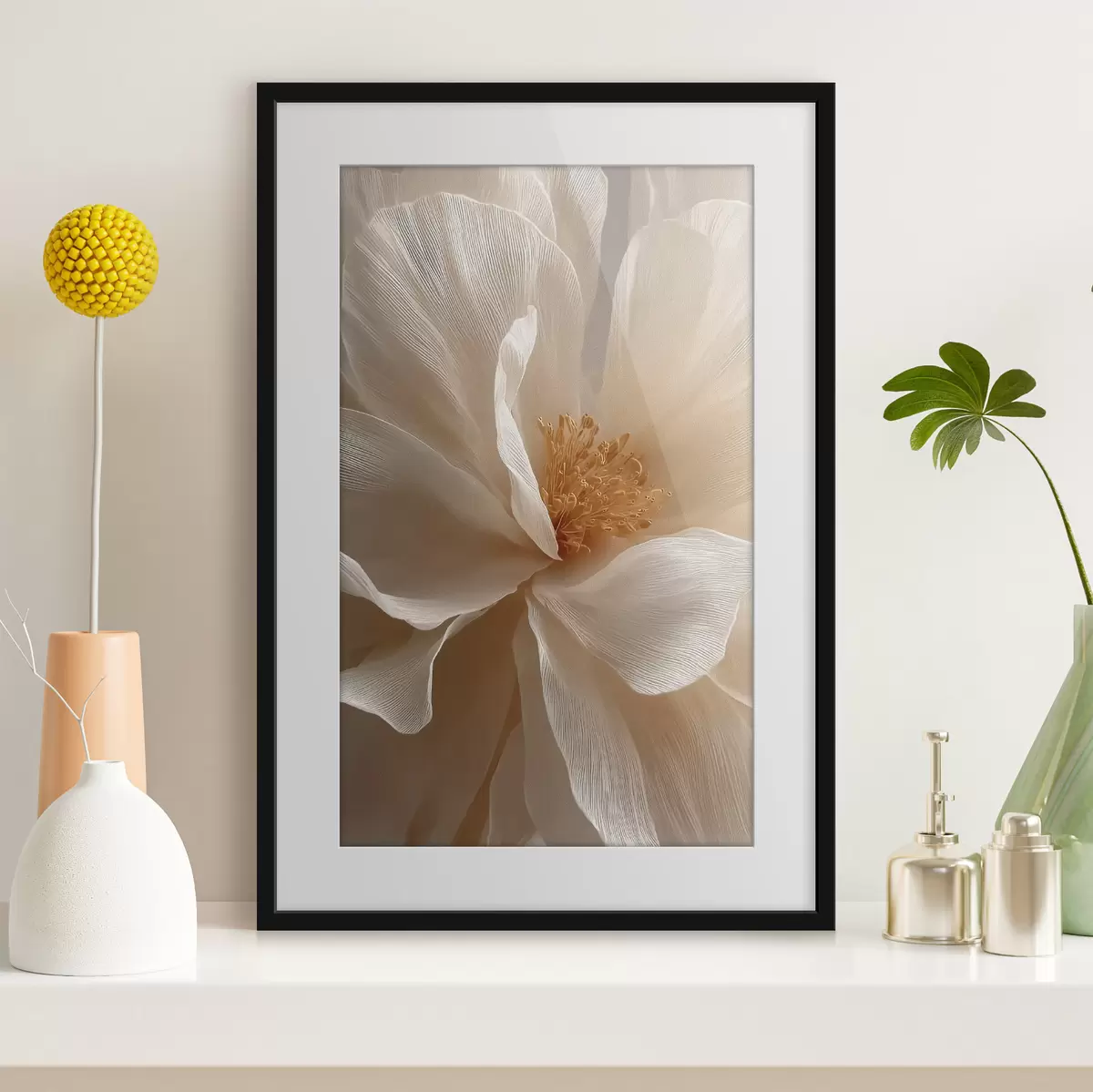 Poster macro bloemcompositie in warme  tinten f48120