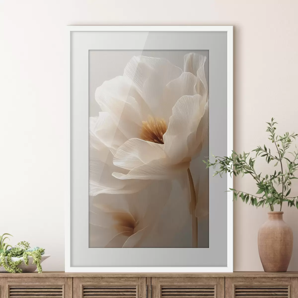 Poster macro bloemcompositie in warme  tinten f48121