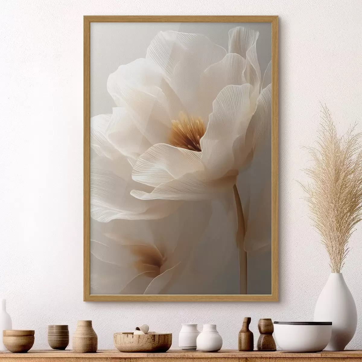 Poster macro bloemcompositie in warme  tinten f48121