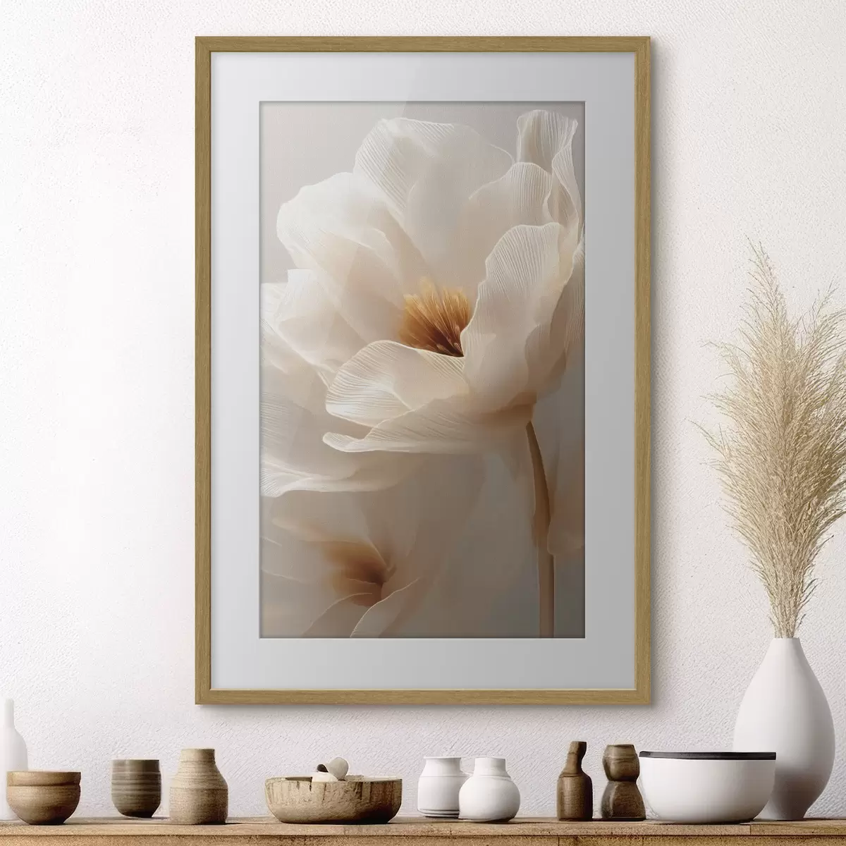 Poster macro bloemcompositie in warme  tinten f48121