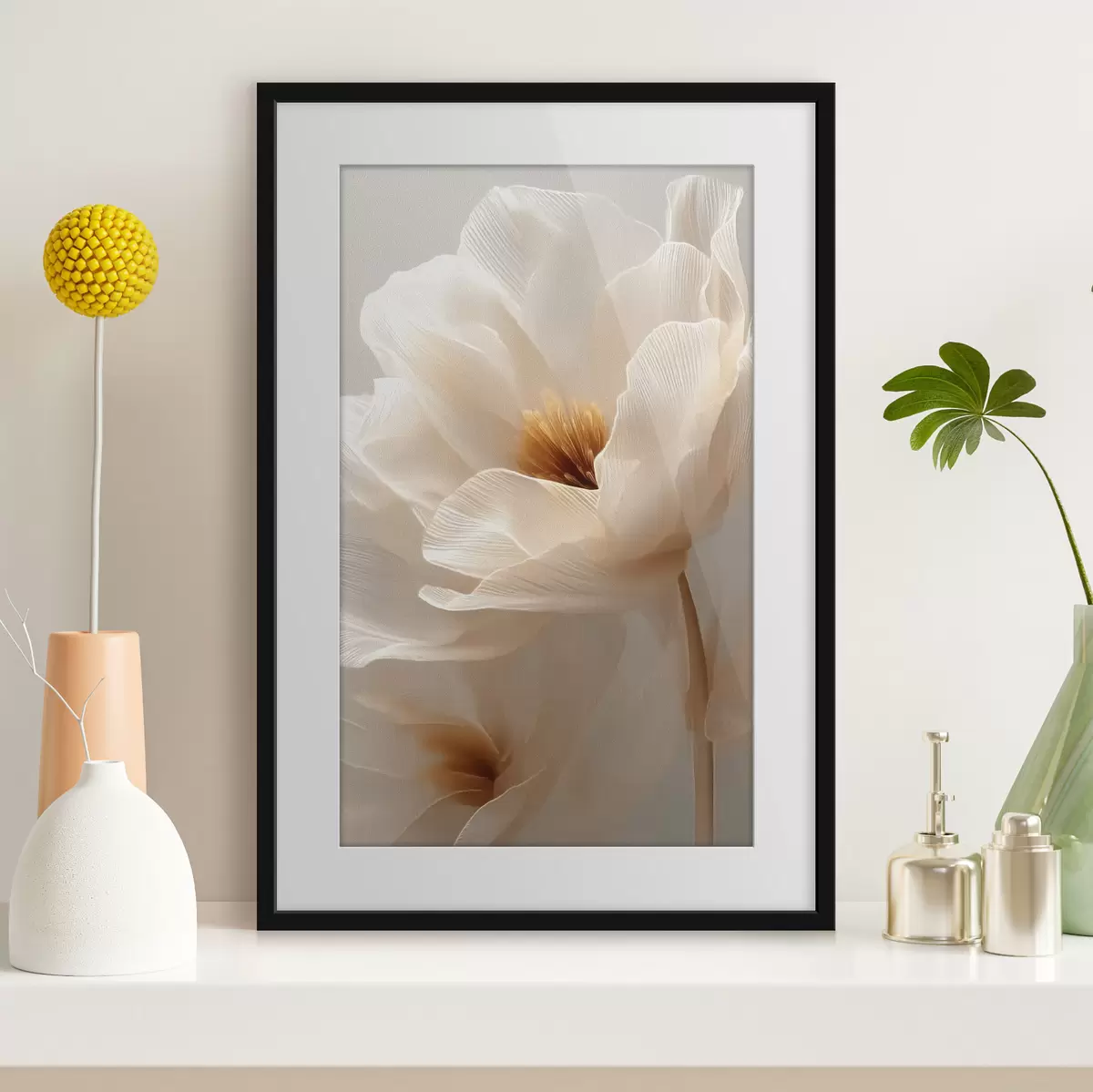 Poster macro bloemcompositie in warme  tinten f48121