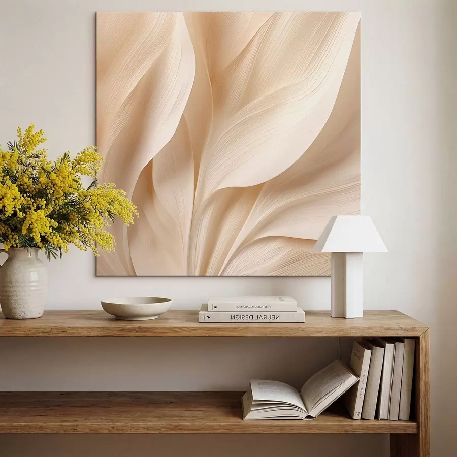  Schilderijen Abstracte beige vloeiende lijnen s48095