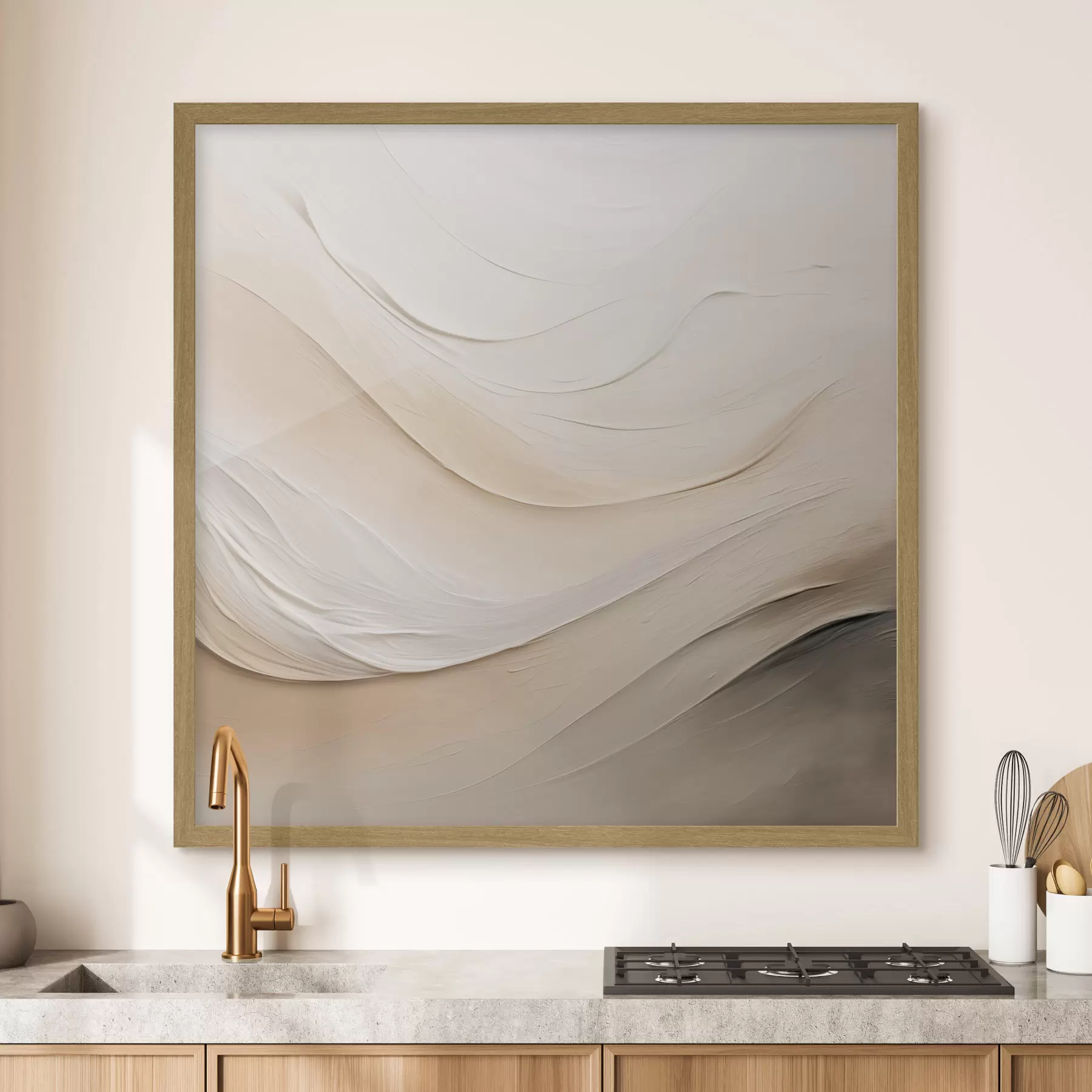 Fotobehang Gelaagde beige golven met zachte textuur f48099