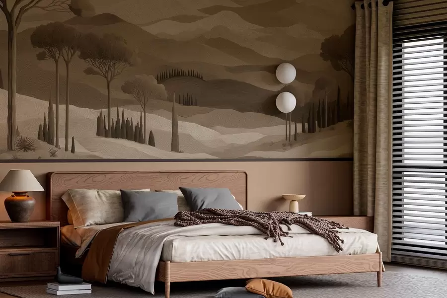 Fotobehang Landschap in olieverfstijl w05258v1