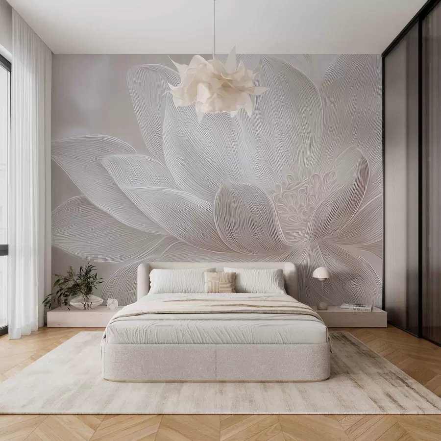 Fotobehang Abstracte golvende lijnen in lichtbeige tinten w05266