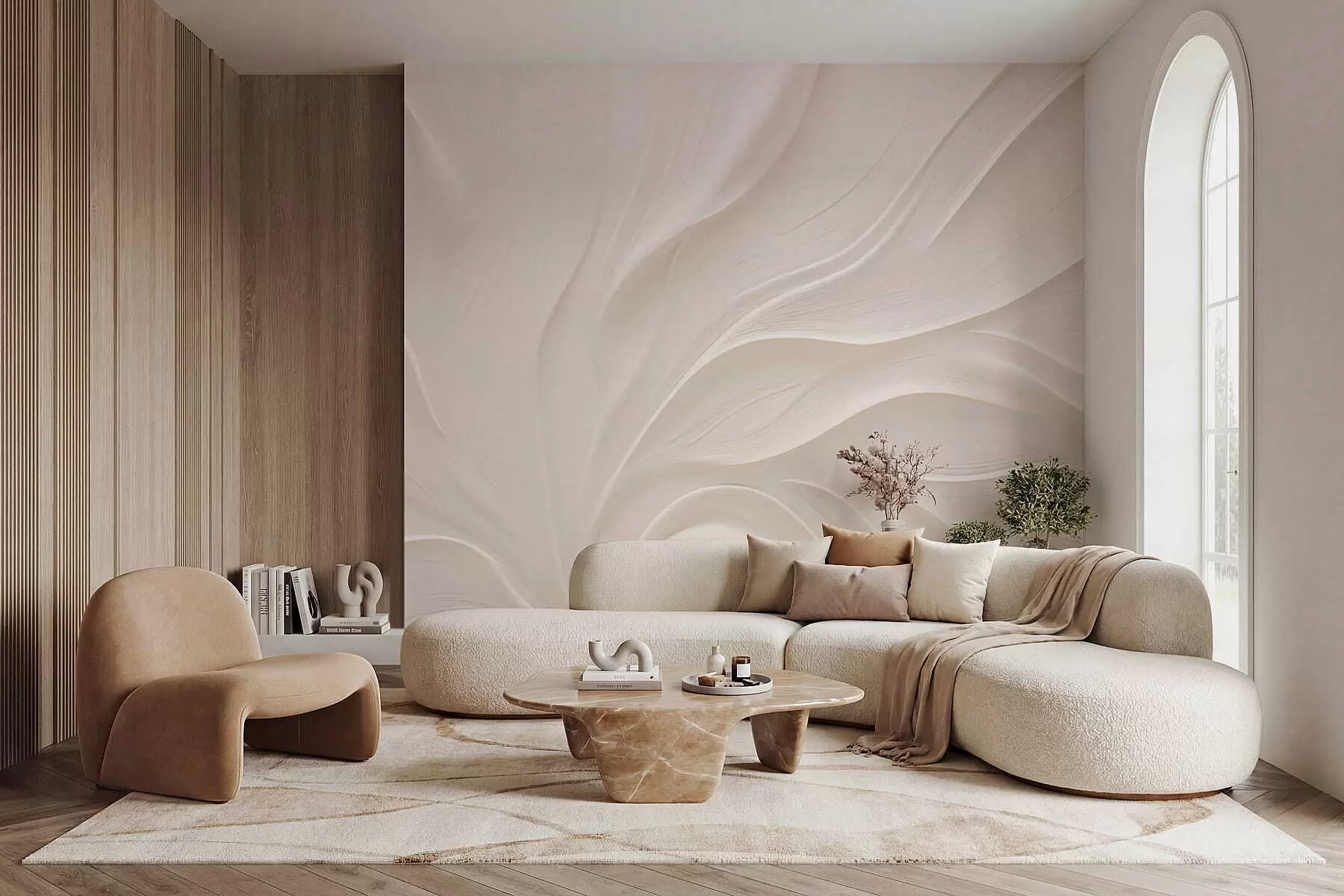 Fotobehang Delicate doorschijnende bladeren aan een tak w05267