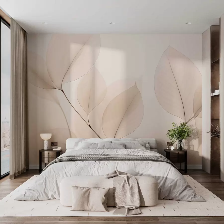 Fotobehang Witte bloem met fijne lijn w05268