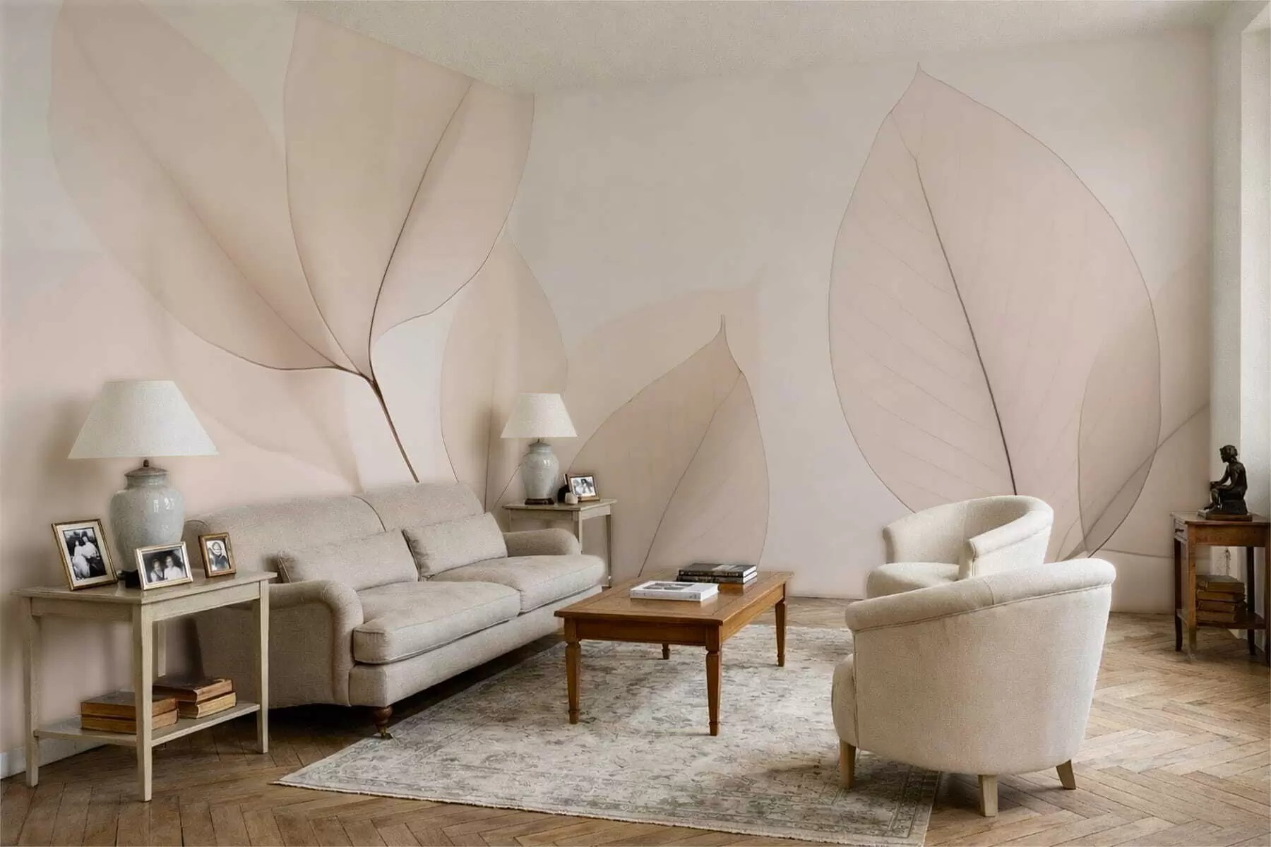 Fotobehang Witte bloem met fijne lijn w05268