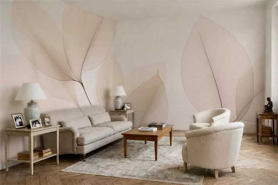 Fotobehang Witte bloem met fijne lijn w05268