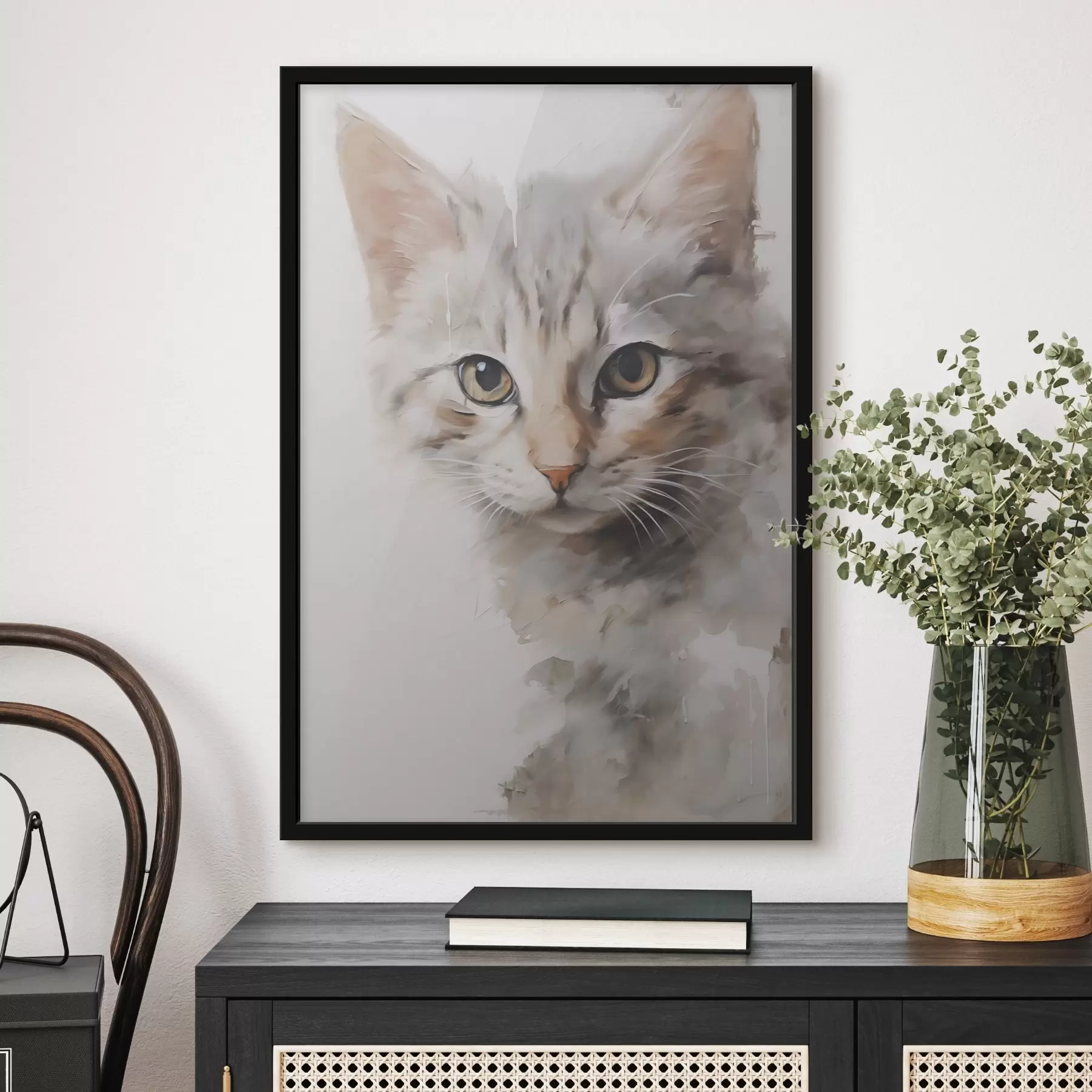 Fotobehang Kat imitatie schilderij f48161