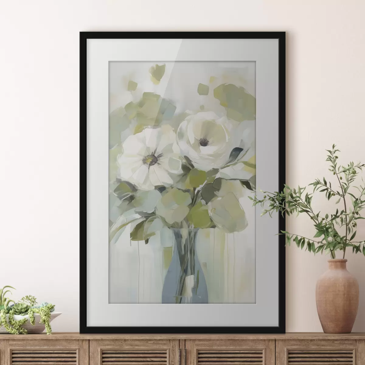 Poster Bloemen in een vaas imitatie schilderij f48167
