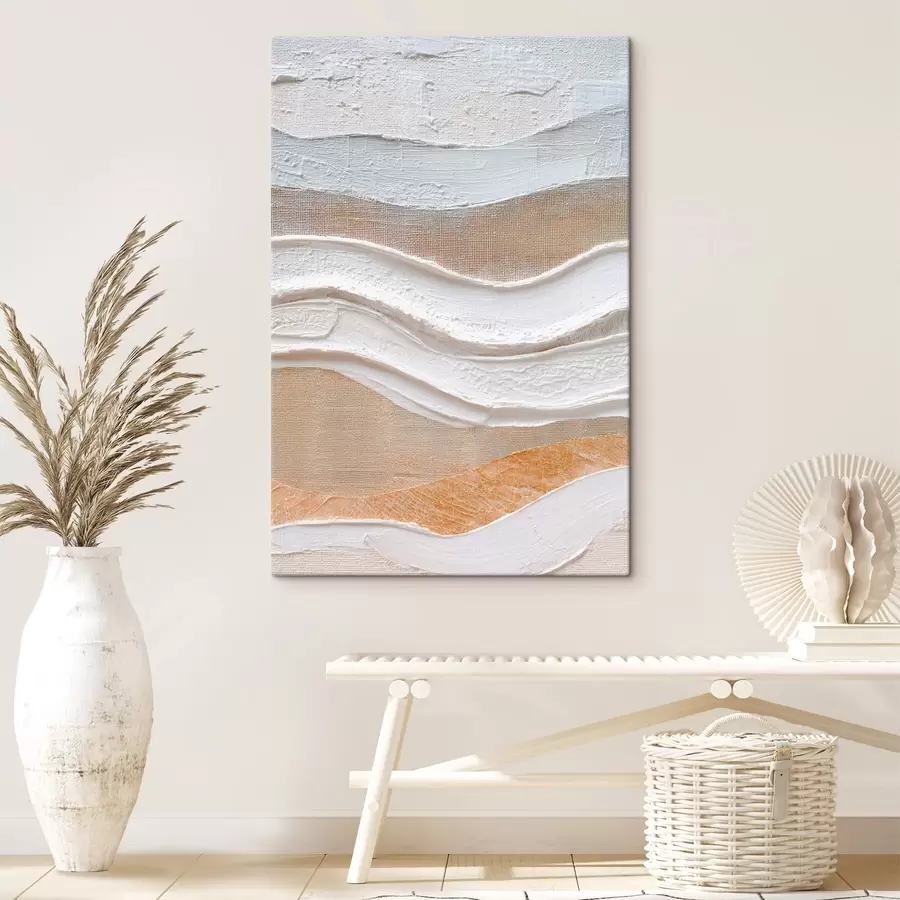  Schilderijen Getextureerde compositie met krachtige penseelstreken in een minimalistische stijl s47965