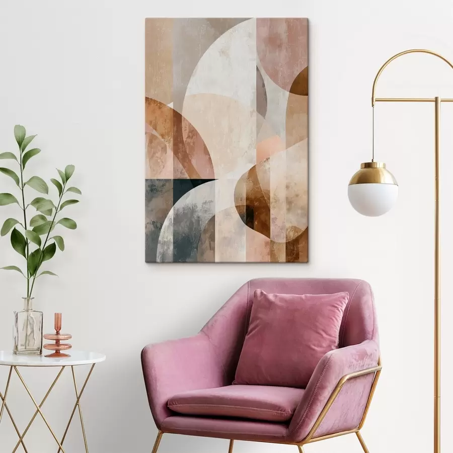  Schilderijen Moderne compositie met cirkelvormen en verticale lijnen s47980