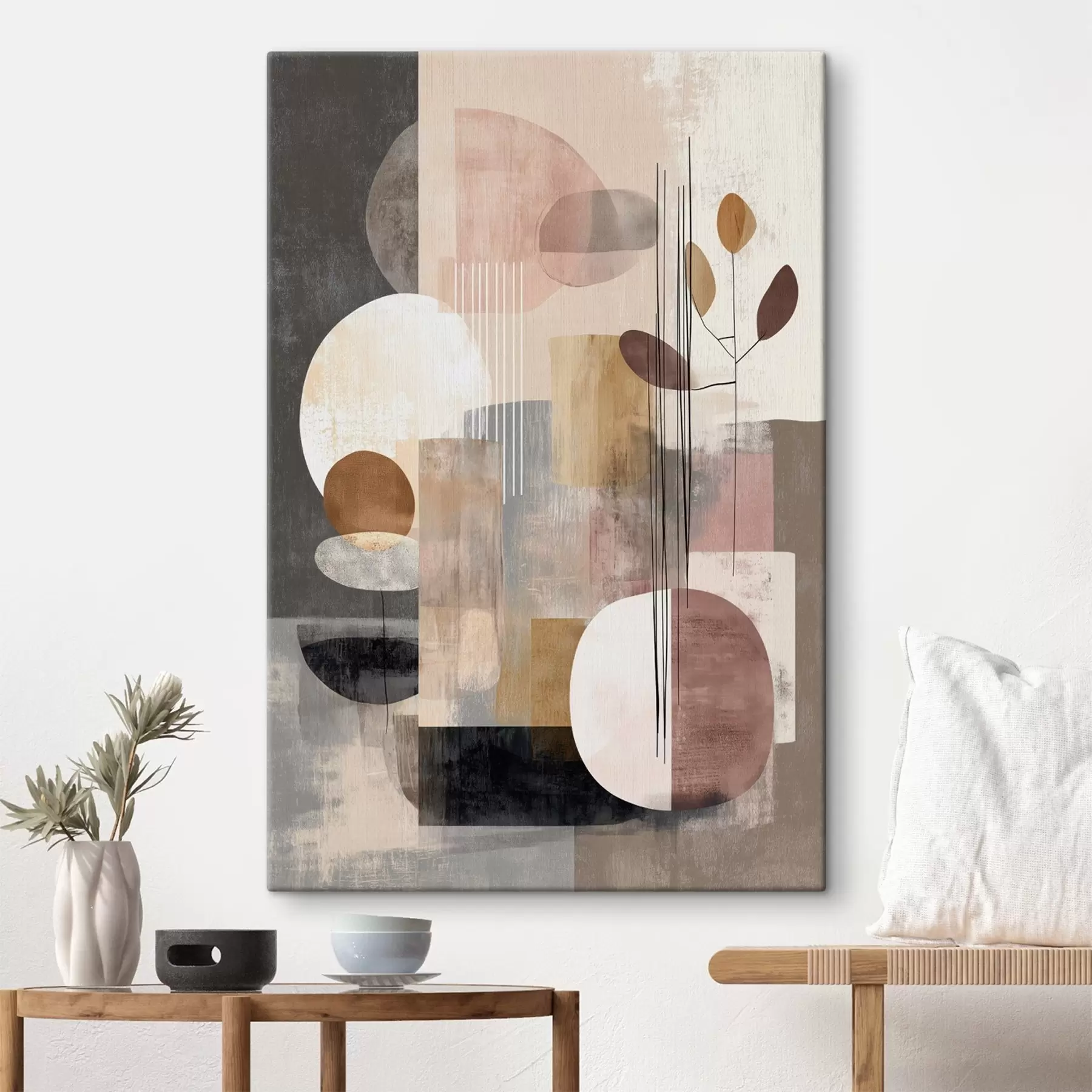 Fotobehang Collage met botanische elementen in een digitale schilderstijl s47981