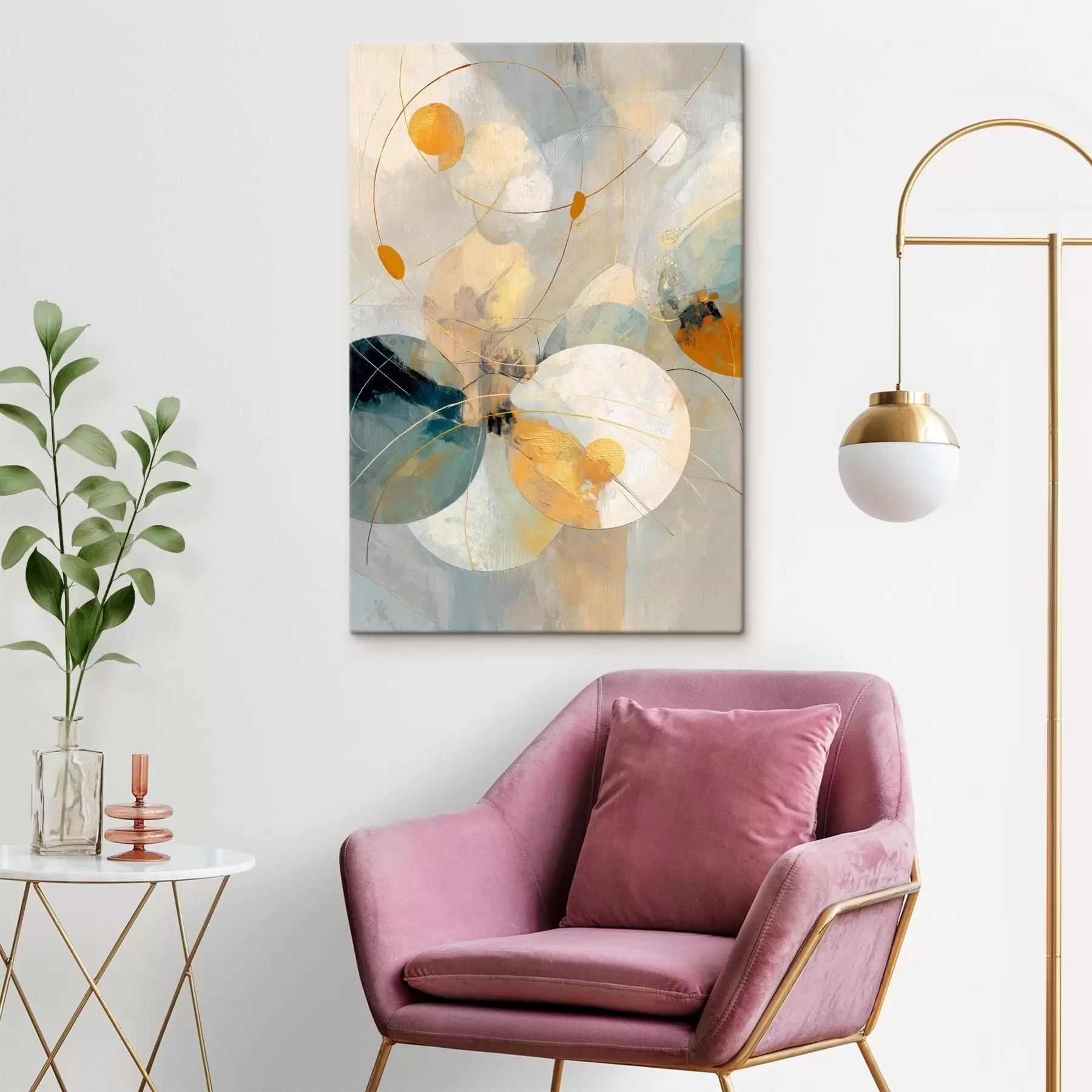  Schilderijen Samenstelling van doorschijnende bollen en gestructureerde vlekken s47985