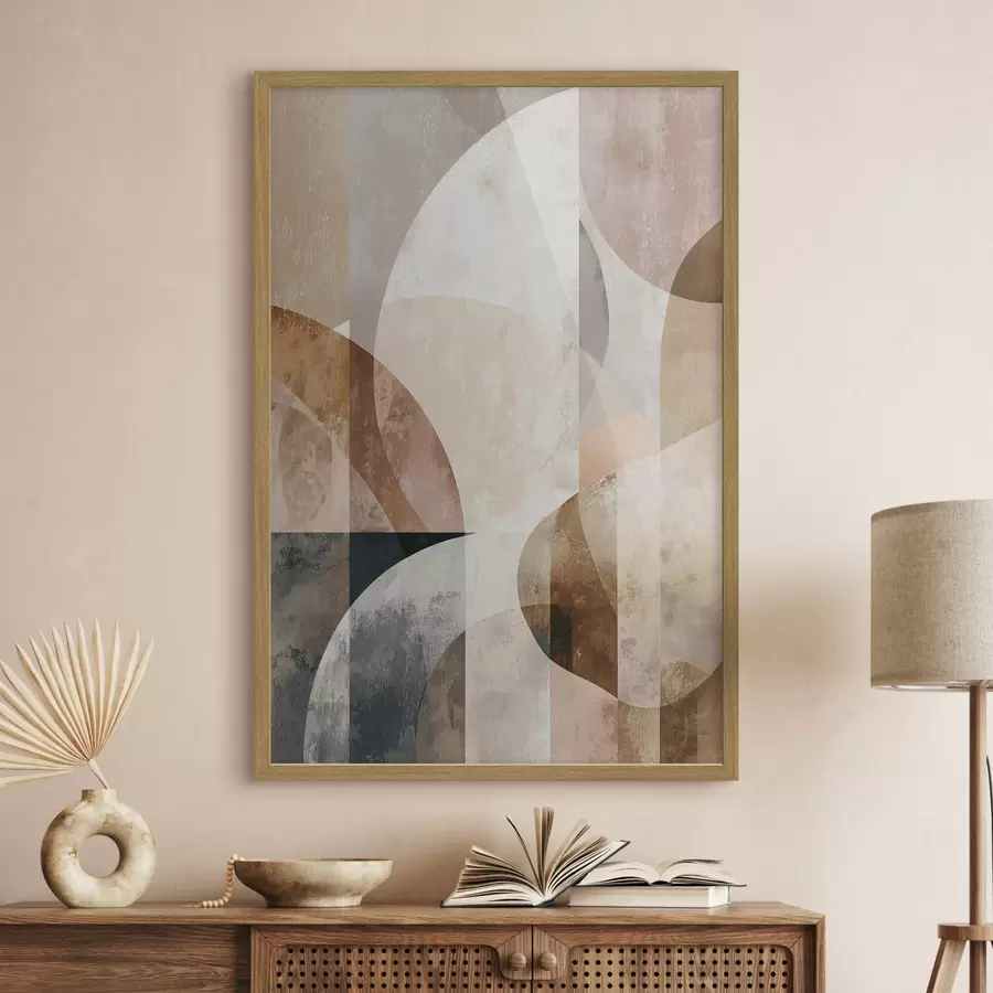 Fotobehang Moderne compositie met cirkelvormen en verticale lijnen f47980