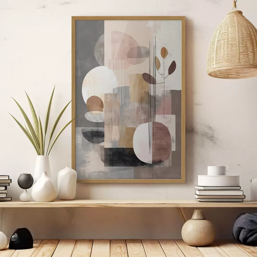 Fotobehang Collage met botanische elementen in een digitale schilderstijl f47981