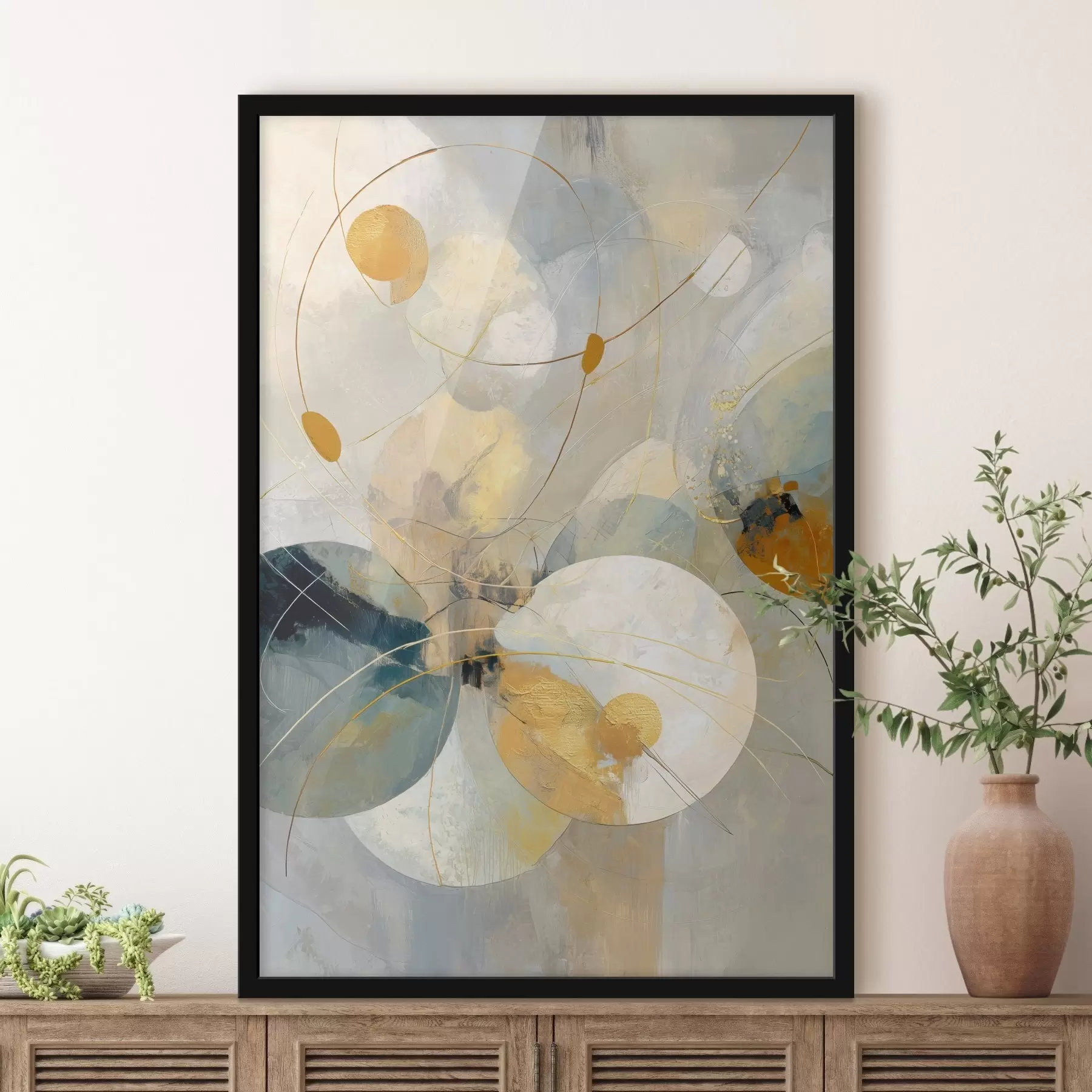 Fotobehang Samenstelling van doorschijnende bollen en gestructureerde vlekken f47985