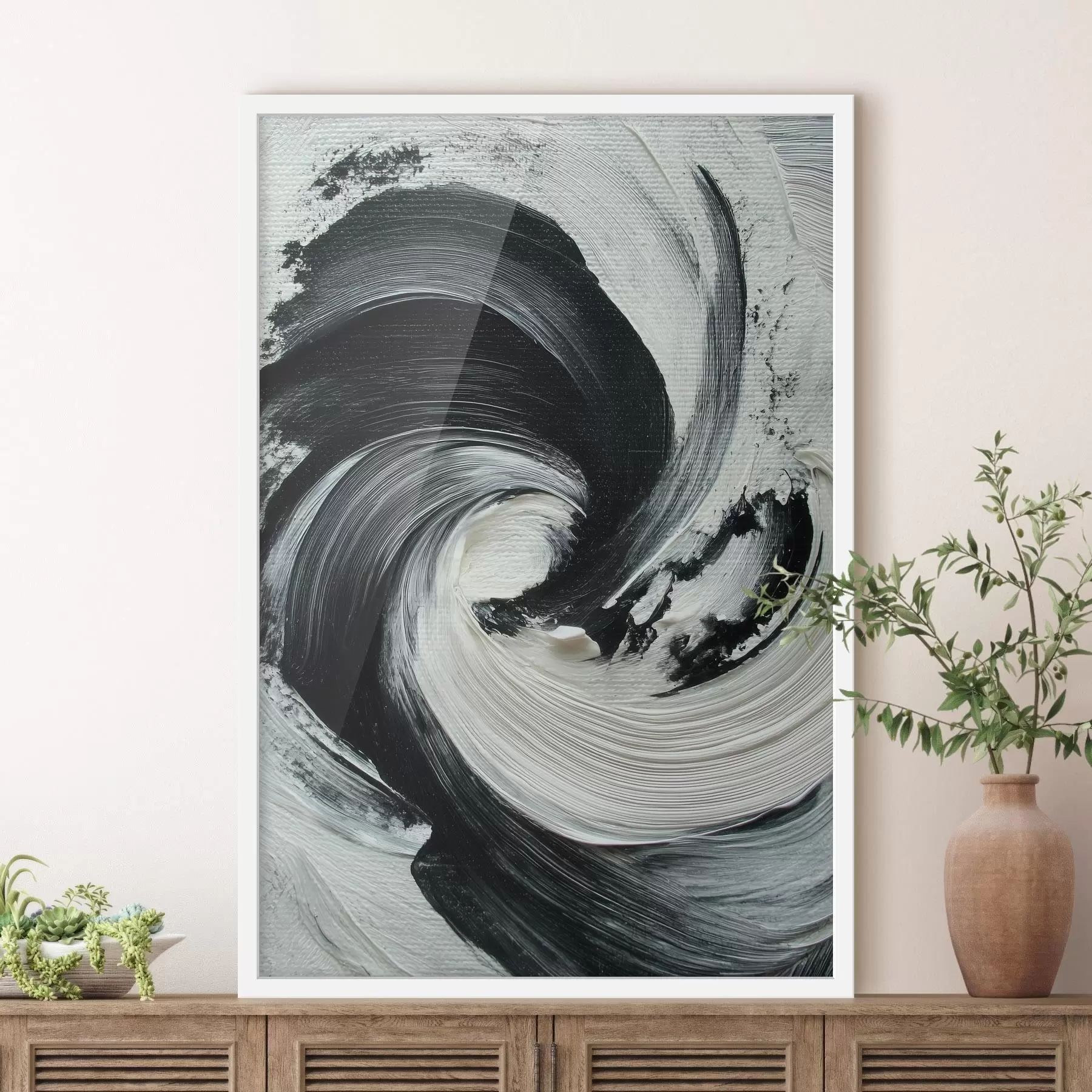 Fotobehang Abstracte spiraal met expressieve penseelstreken in een olieverfstijl f47989