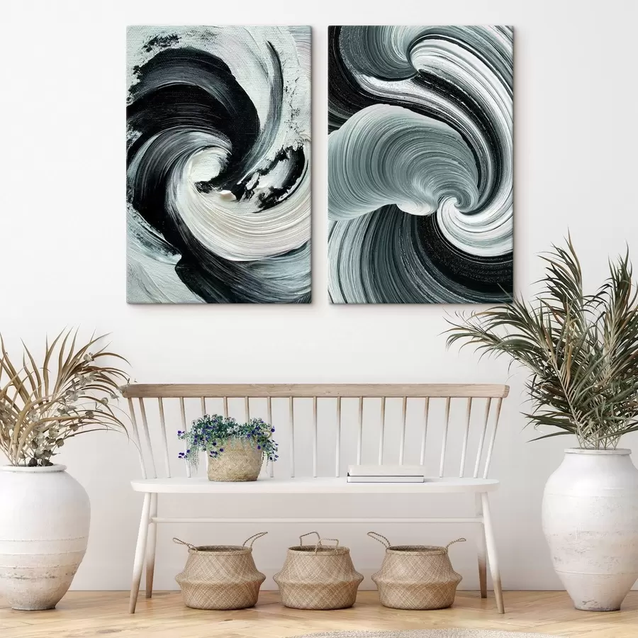  Schilderijen Expressieve monochrome compositie met volumetrische textuur m30041