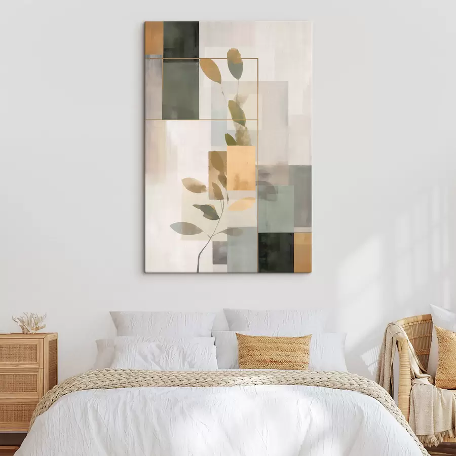  Schilderijen Geometrische abstractie met takken en bladeren s48020