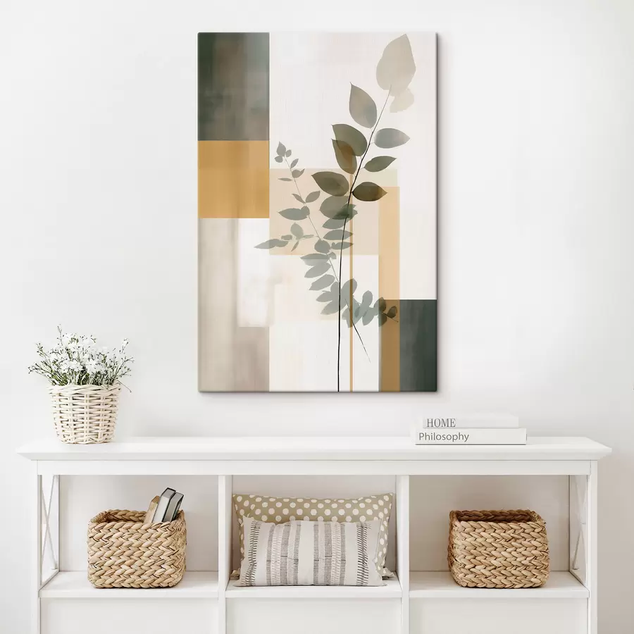  Schilderijen Geometrische abstractie met takken en bladeren s48171