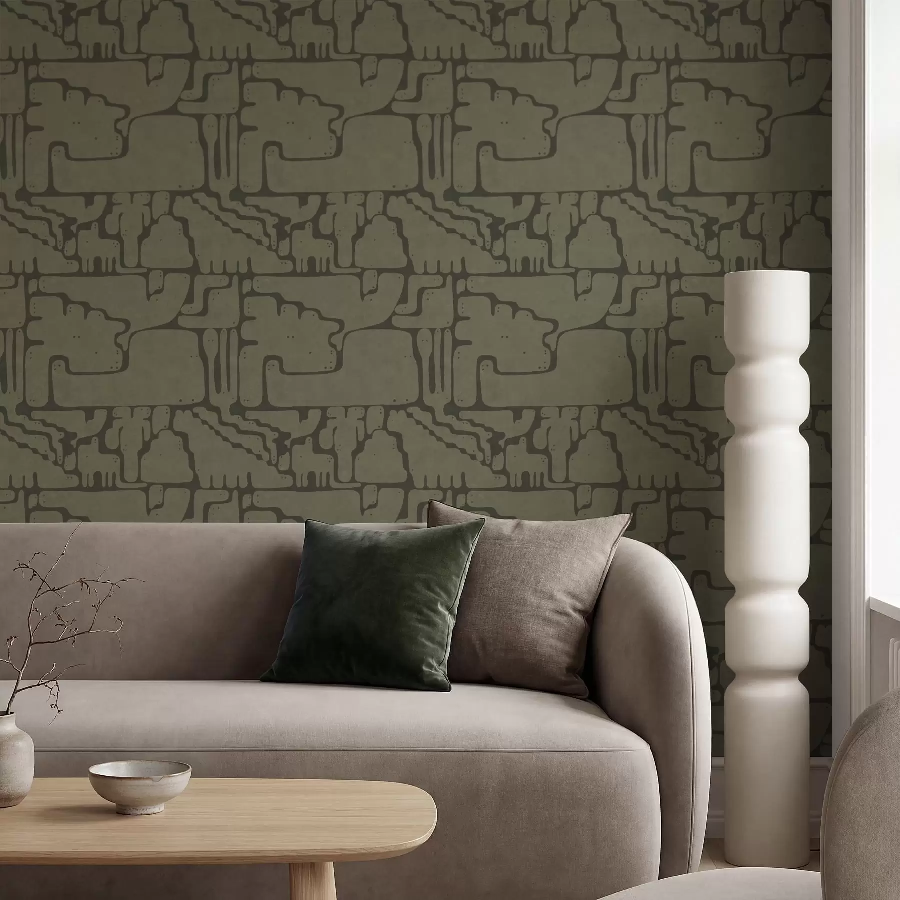 Fotobehang Abstract organisch patroon in groene tinten a01122