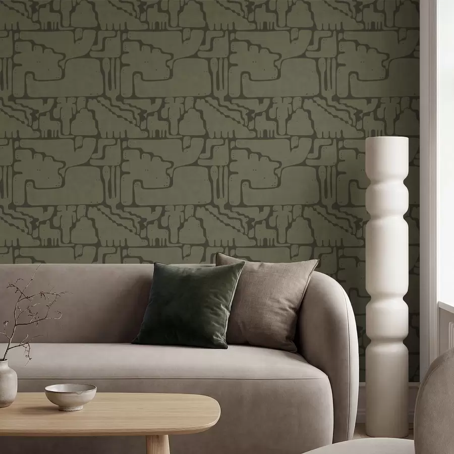 Fotobehang Abstract organisch patroon in groene tinten a01122