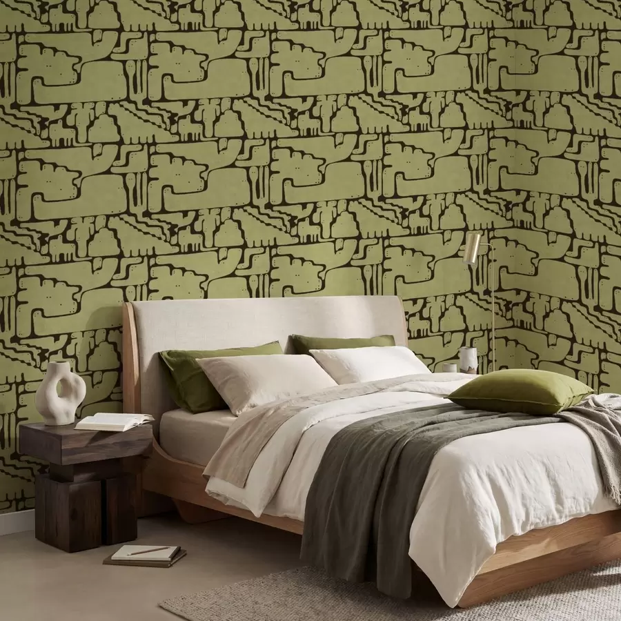 Fotobehang Abstract patroon met donkere lijnen a01122v1