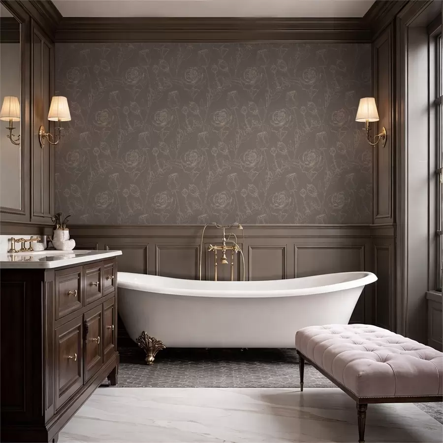 Fotobehang Donkerroze patroon op bruine achtergrond a01124v1