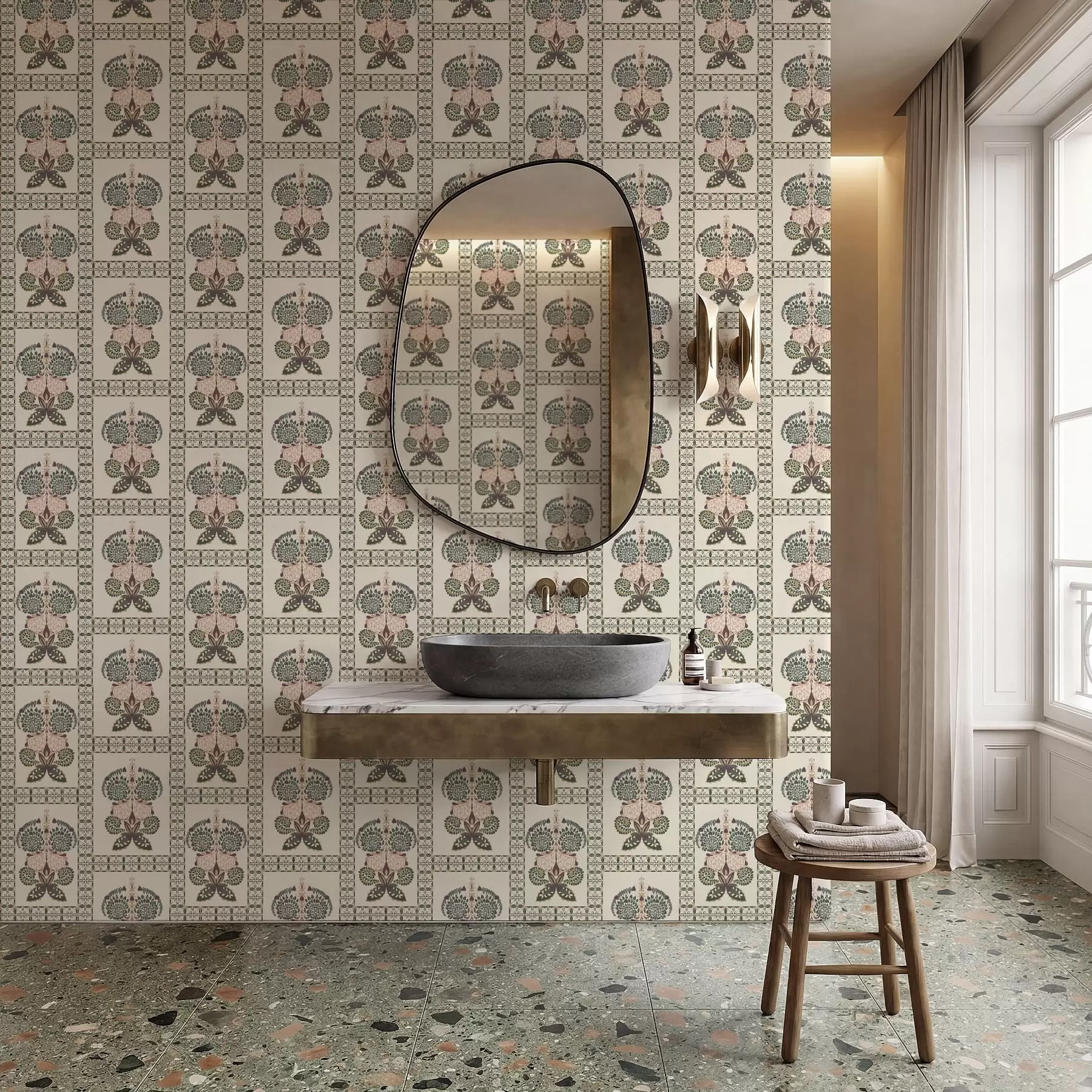 Fotobehang Decoratief patroon met vlinders en bloemen a01125