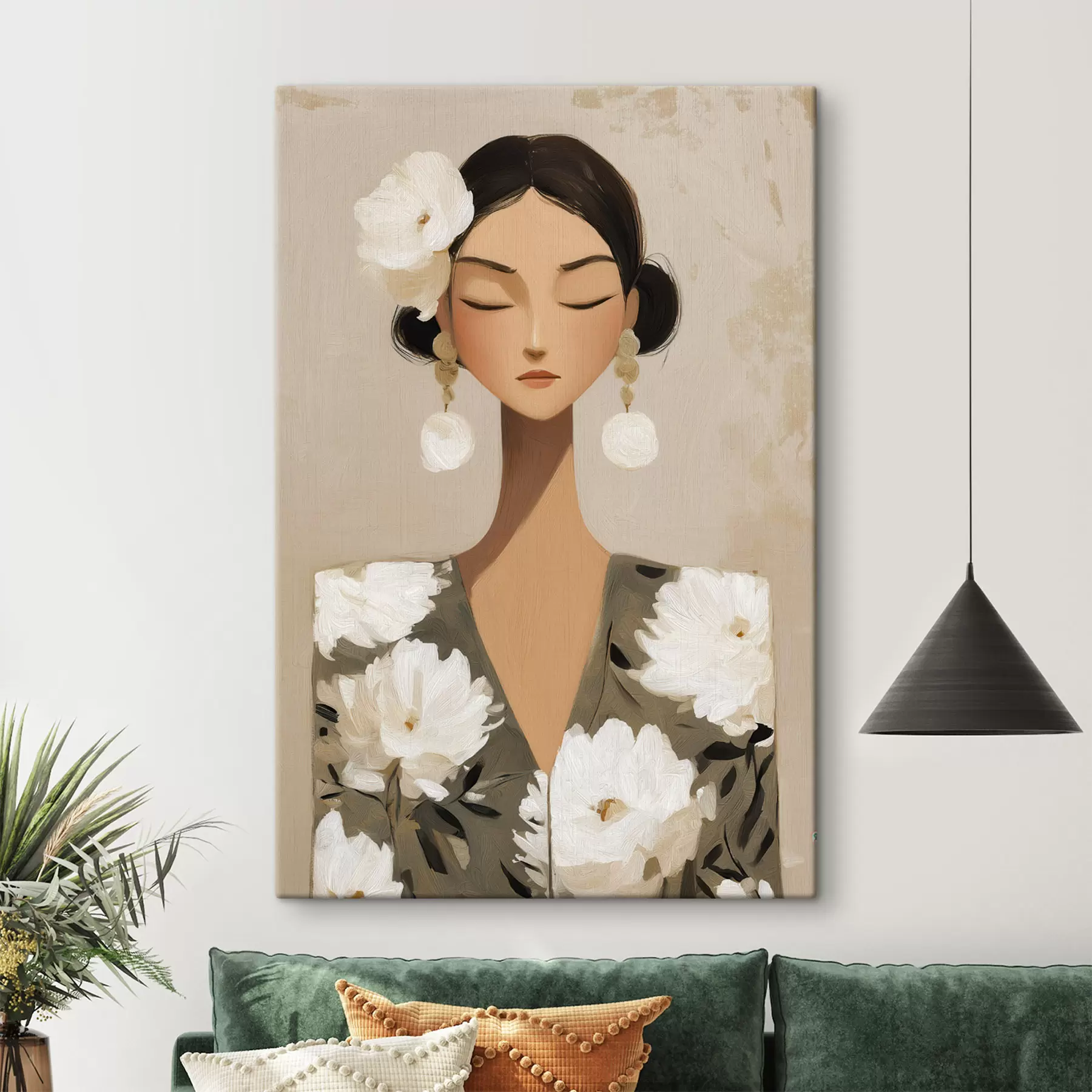  Schilderijen Meisje met bloemen in haar haar s48233