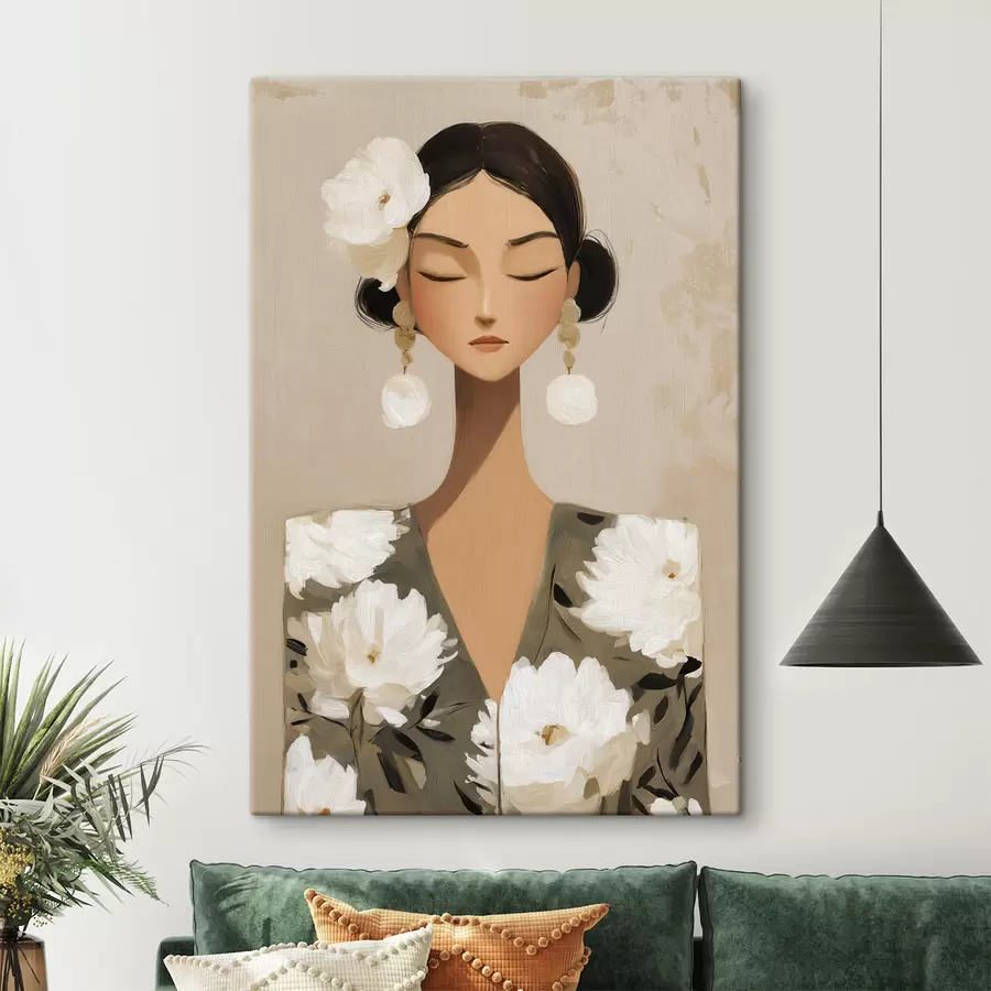  Schilderijen Meisje met bloemen in haar haar s48233