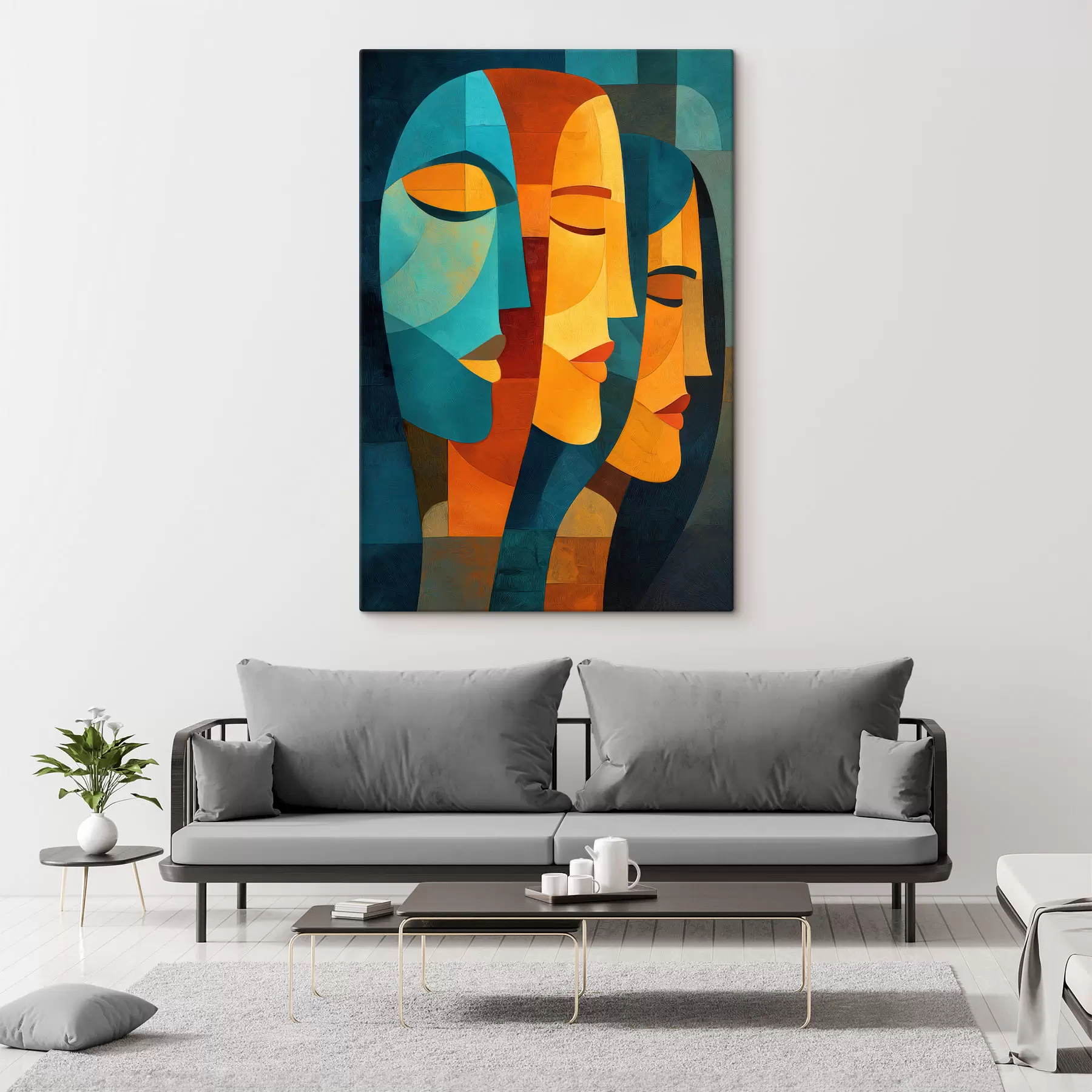  Schilderijen Geometrische vrouwelijke profielen s48256