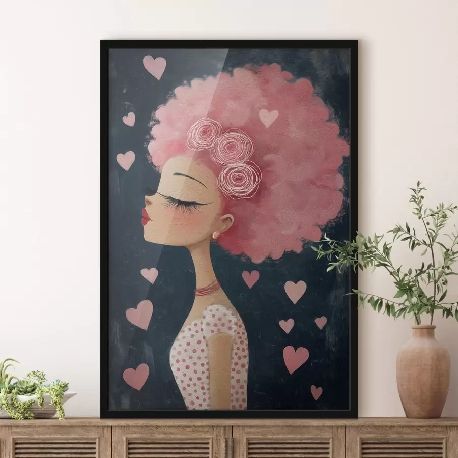 Fotobehang Meisje met roze haar f48226