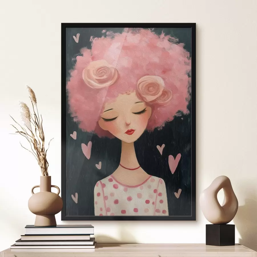 Fotobehang Meisje met roze haar f48227