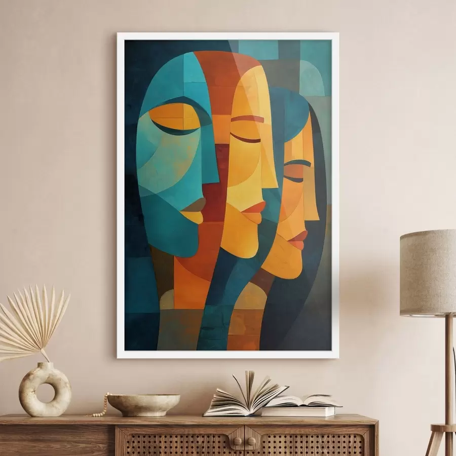 Fotobehang Geometrische vrouwelijke profielen f48256