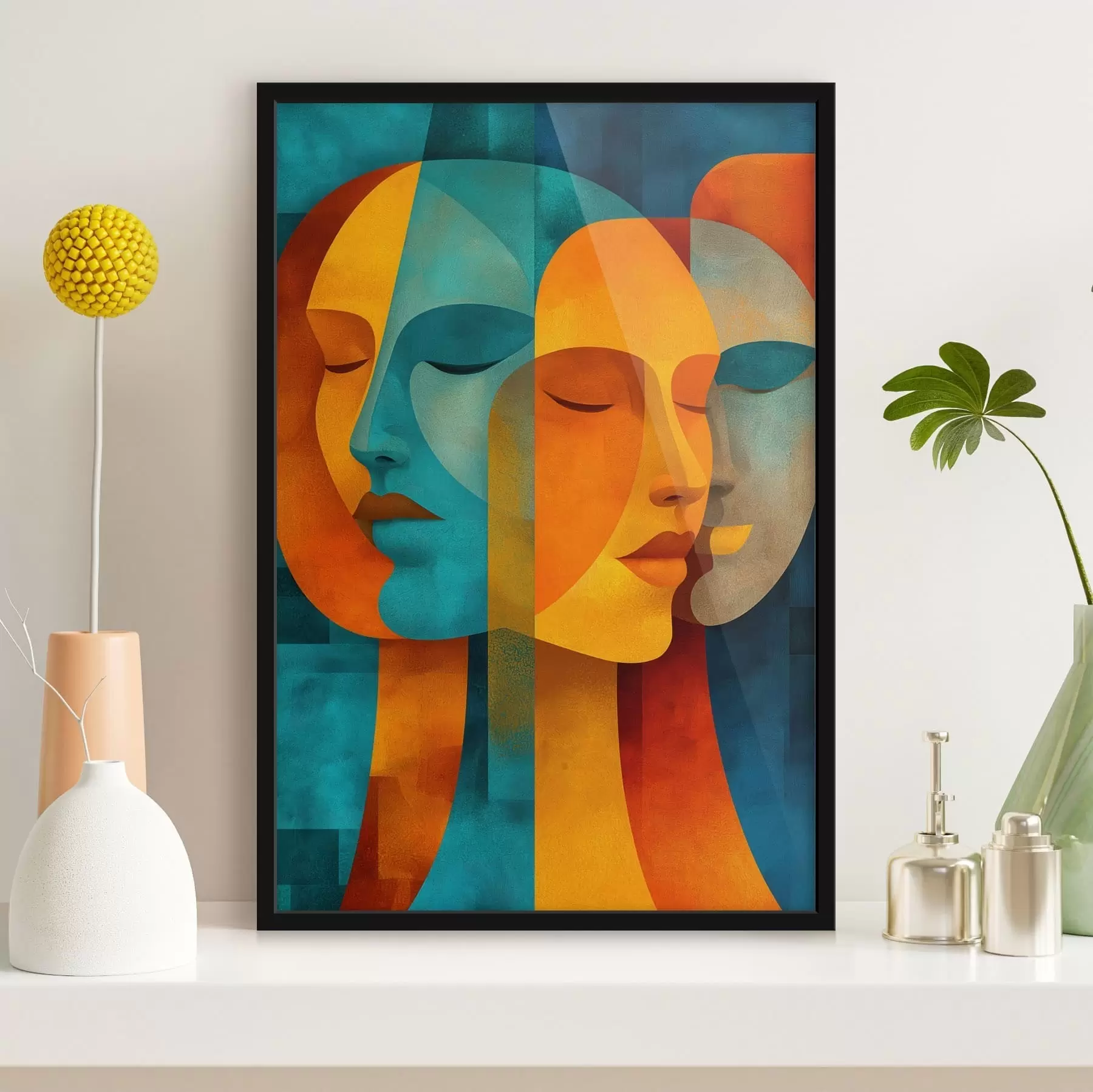  Schilderijen Geometrische vrouwelijke profielen f48257