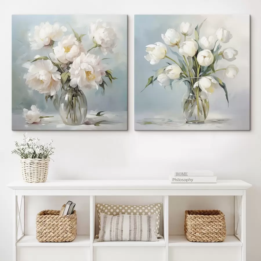  Schilderijen Een boeket bloemen in een vaas, imitatie schilderij m30167