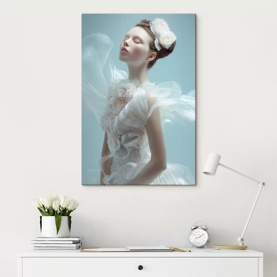  Schilderijen een tenger meisje in een witte jurk s48287