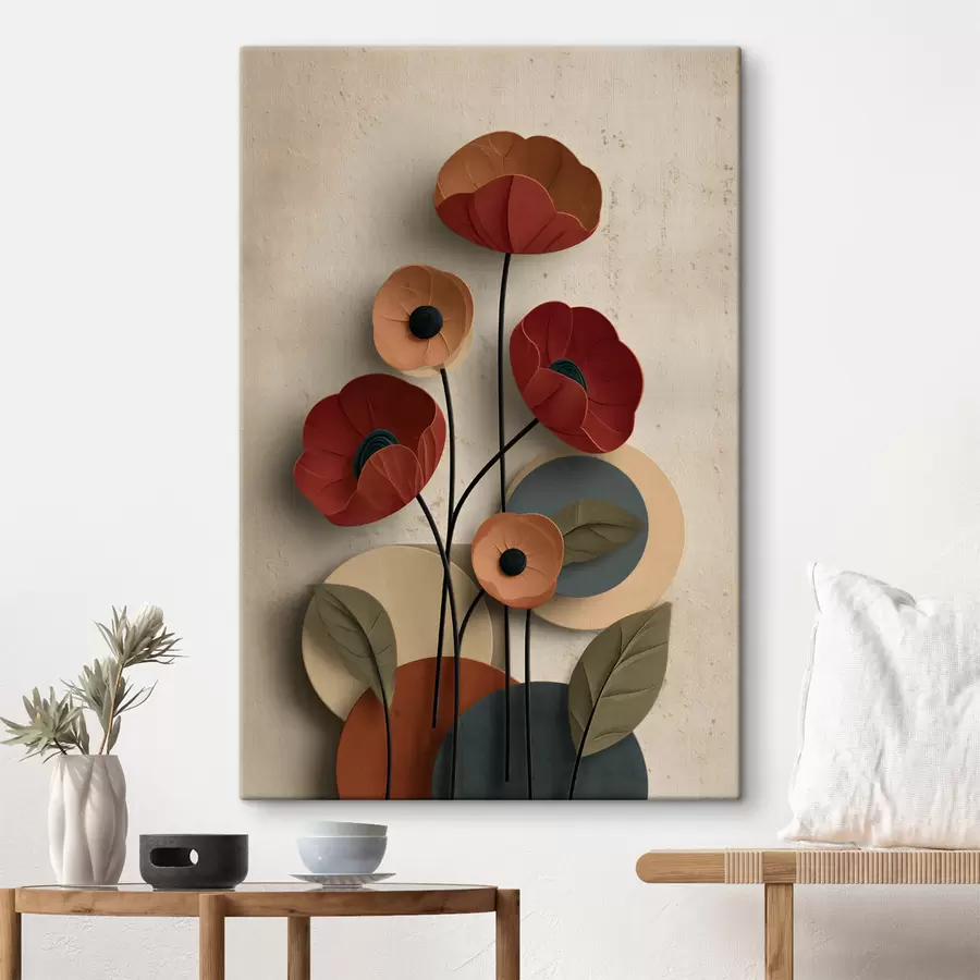  Schilderijen bloemen in een vereenvoudigde stijl met een volume-effect s48294