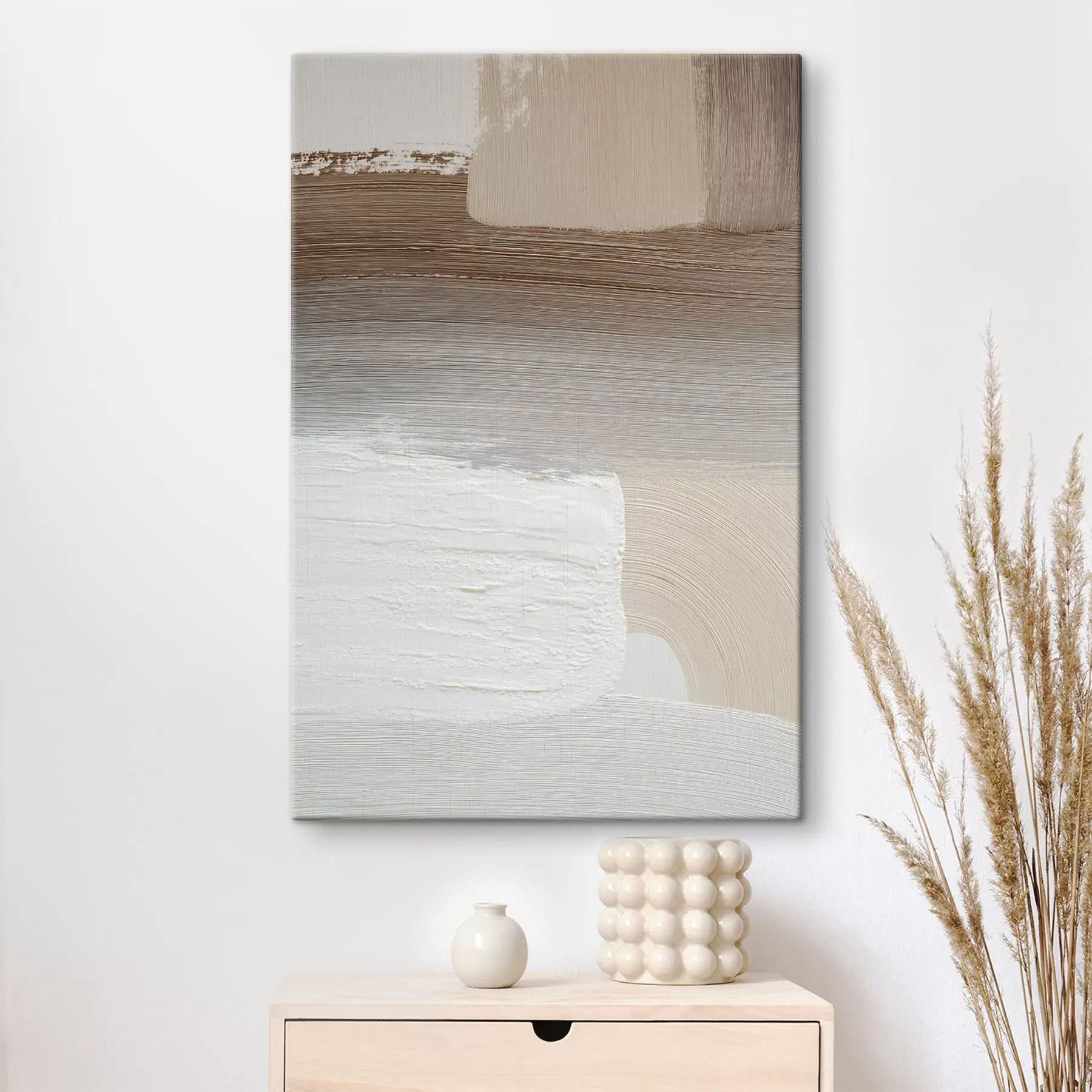  Schilderijen brede, abstracte penseelstreken s48295