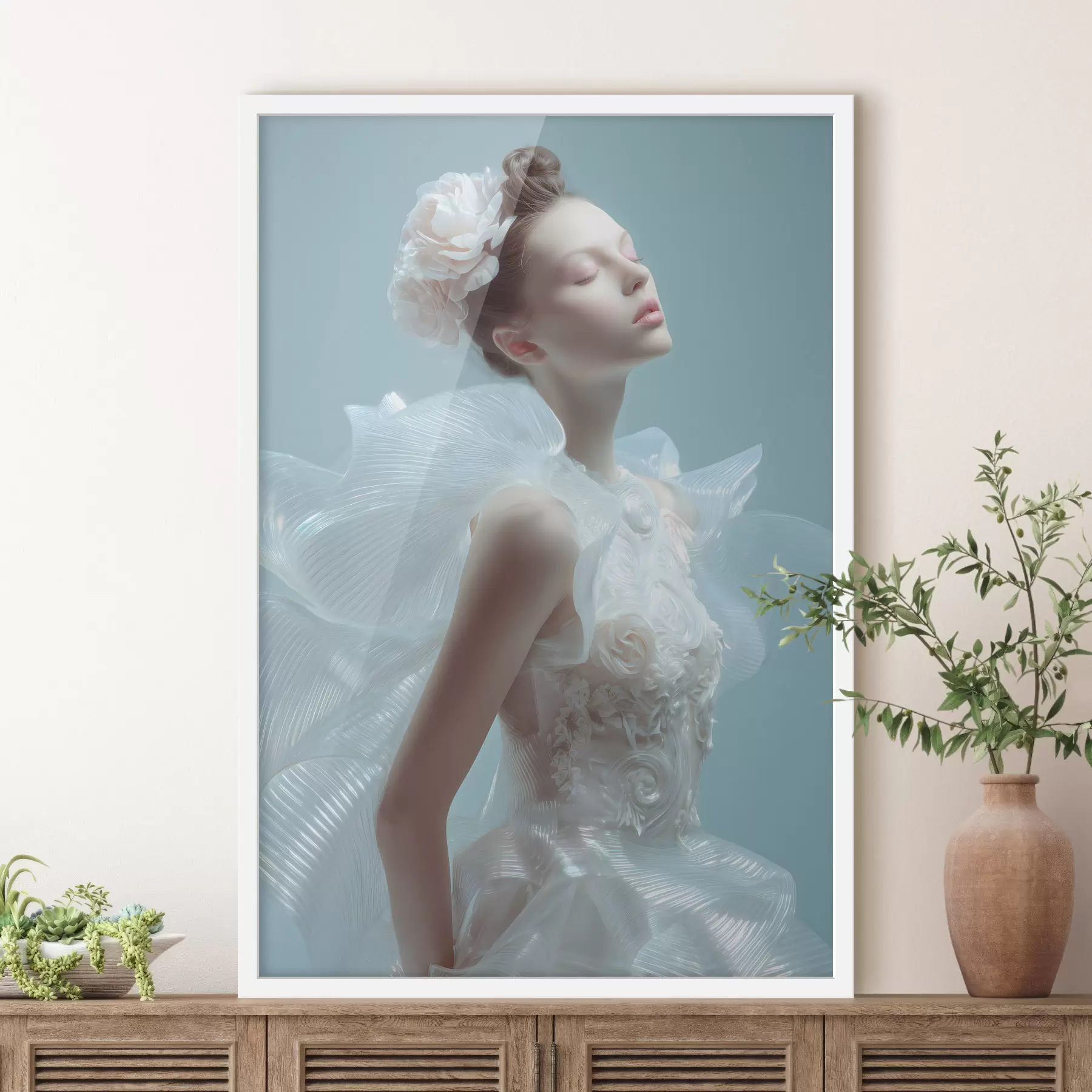 Fotobehang een tenger meisje in een witte jurk f48288