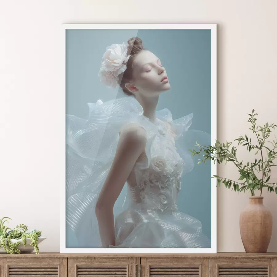 Fotobehang een tenger meisje in een witte jurk f48288