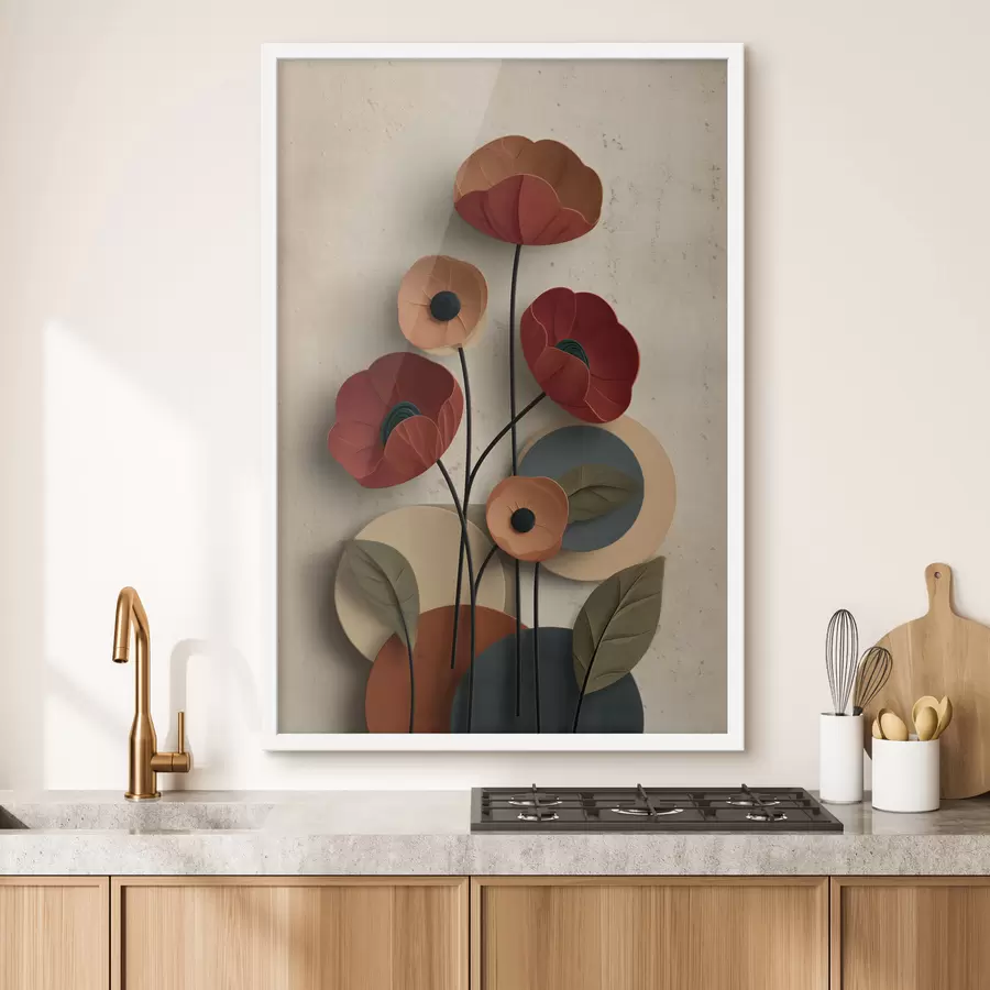 Fotobehang bloemen in een vereenvoudigde stijl met een volume-effect f48294