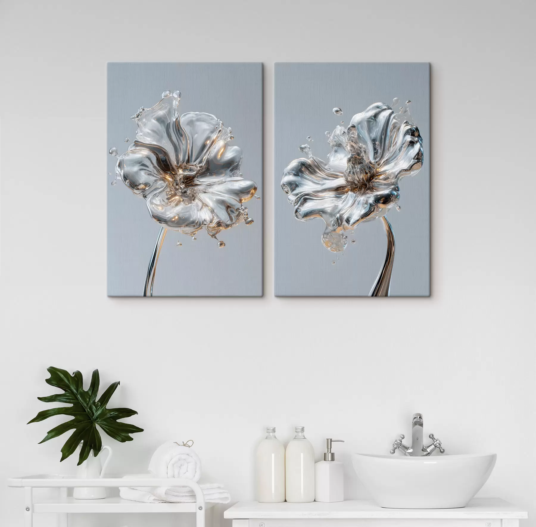  Schilderijen bloemen in een vloeibare textuurstijl m30172