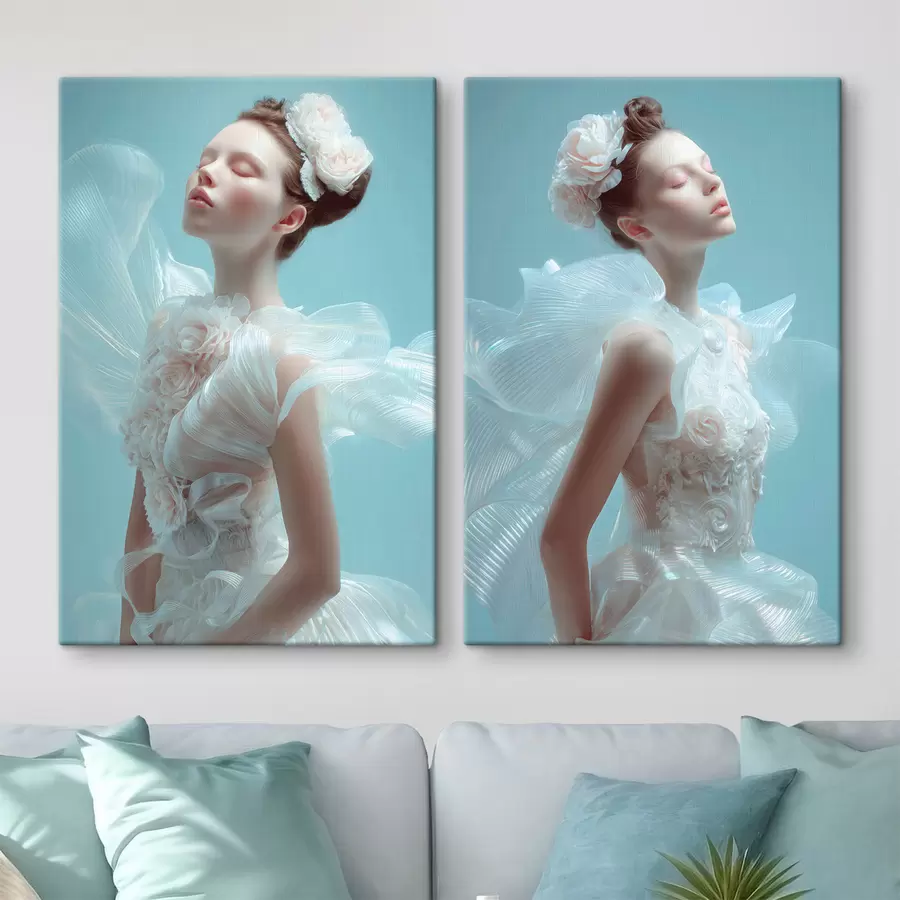 Fotobehang een tenger meisje in een witte jurk m30175